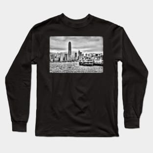 Star Ferry, Hong Kong, Black And White Long Sleeve T-Shirt